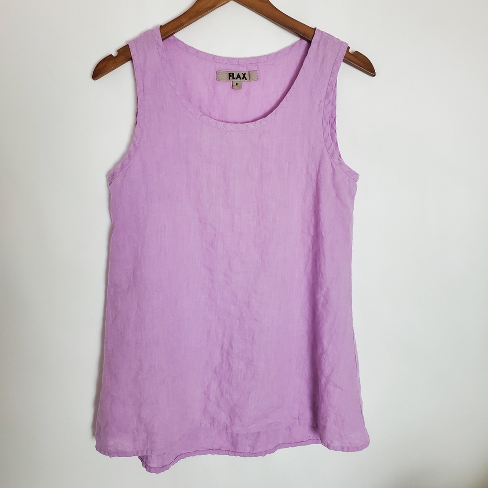 Flax Pink/Purple Linen Tank Top in Size Petite